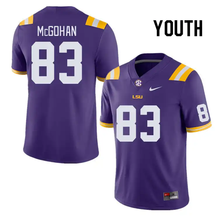 Youth LSU Tigers Jackson McGohan #83 Purple NCAA Football Jersey